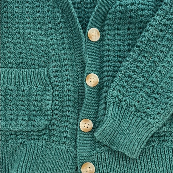 Cat & Jack Green Chunky Knit Cardigan Sweater - Picture 3 of 4